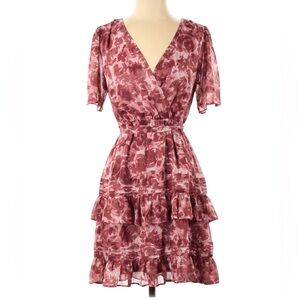 Simply Vera Women's S Rose Floral Faux wraparound dress